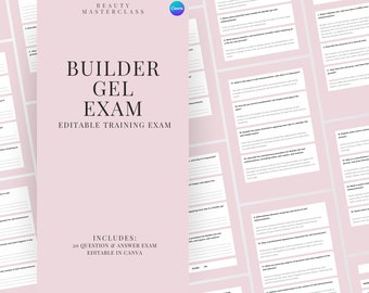 Builder Gel Nails Exam for Certification - 20 Questions and Answers | Editable Beauty Training Examination