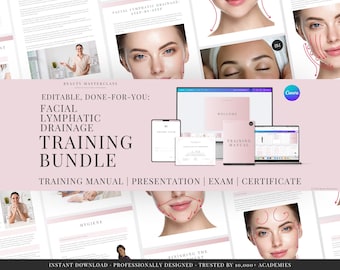 Facial Lymphatic Drainage Training Bundle - Presentation, Training Manual, Theory Exam & Certificate for Beauty Academy Trainers