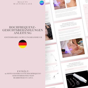 German High Frequency Facial Training Manual - Editable Advanced High Frequency HF Facial Course for Trainers, Beauty Academies
