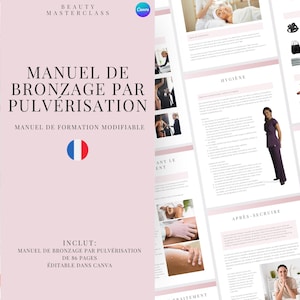 French Spray Tan Editable Training Manual | Spray Tanning Edit Canva Course eBook and Guide for Beauty Training Academy