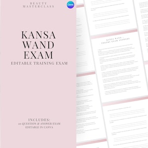 Kansa Wand Exam zur Zertifizierung - 20 Fragen und Antworten | Bearbeitbare Schönheitsschulungsprüfung