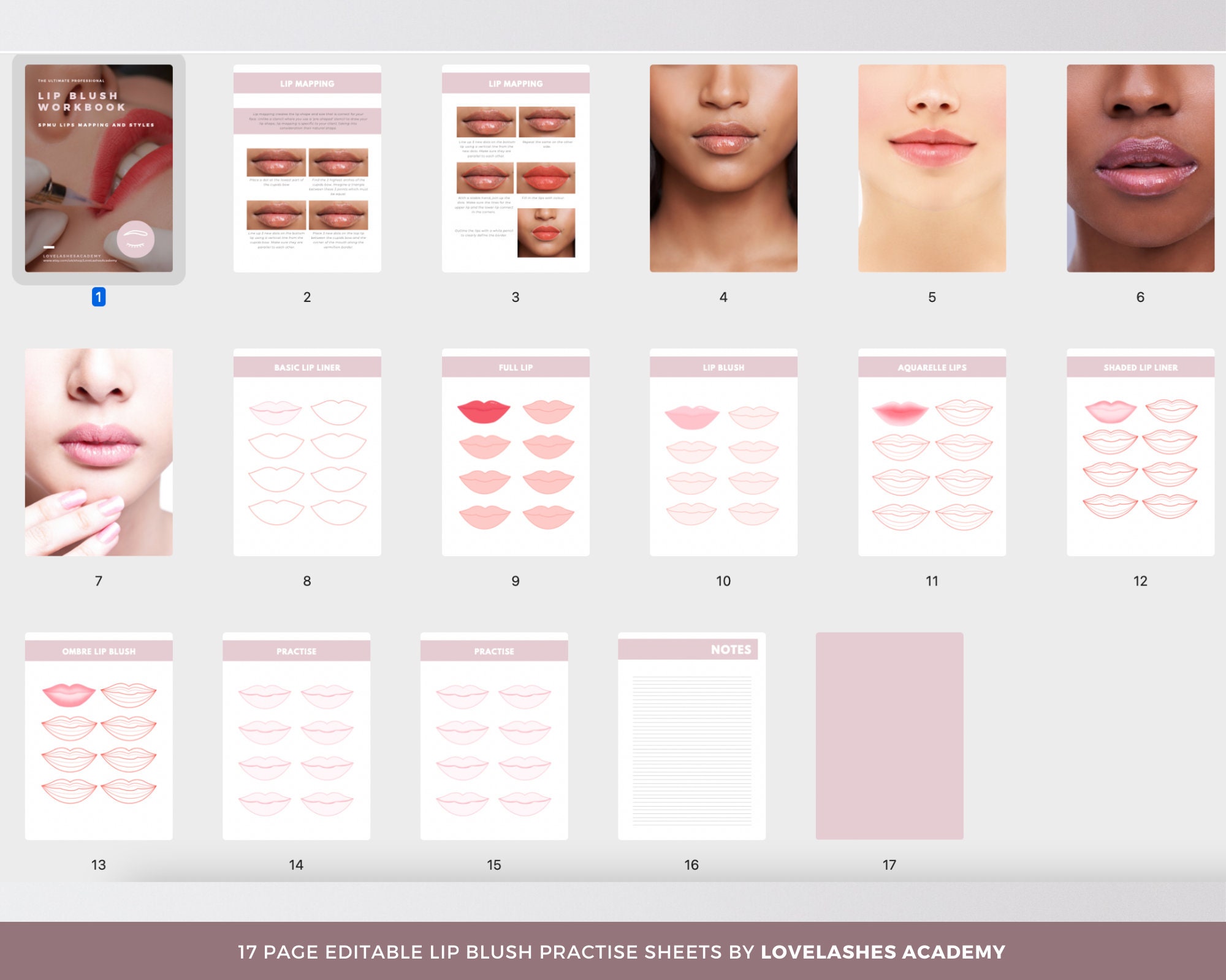 Lip Blush Training Workbook Lip PMU Mapping and Tattoo Etsy UK