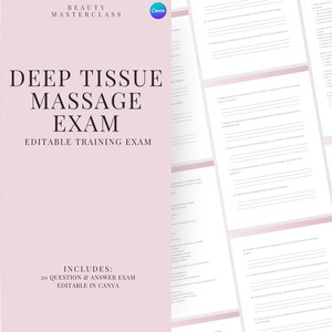 Tiefengewebemassage Prüfung zur Zertifizierung - 20 Fragen und Antworten | Bearbeitbare Schönheitsschulungsprüfung