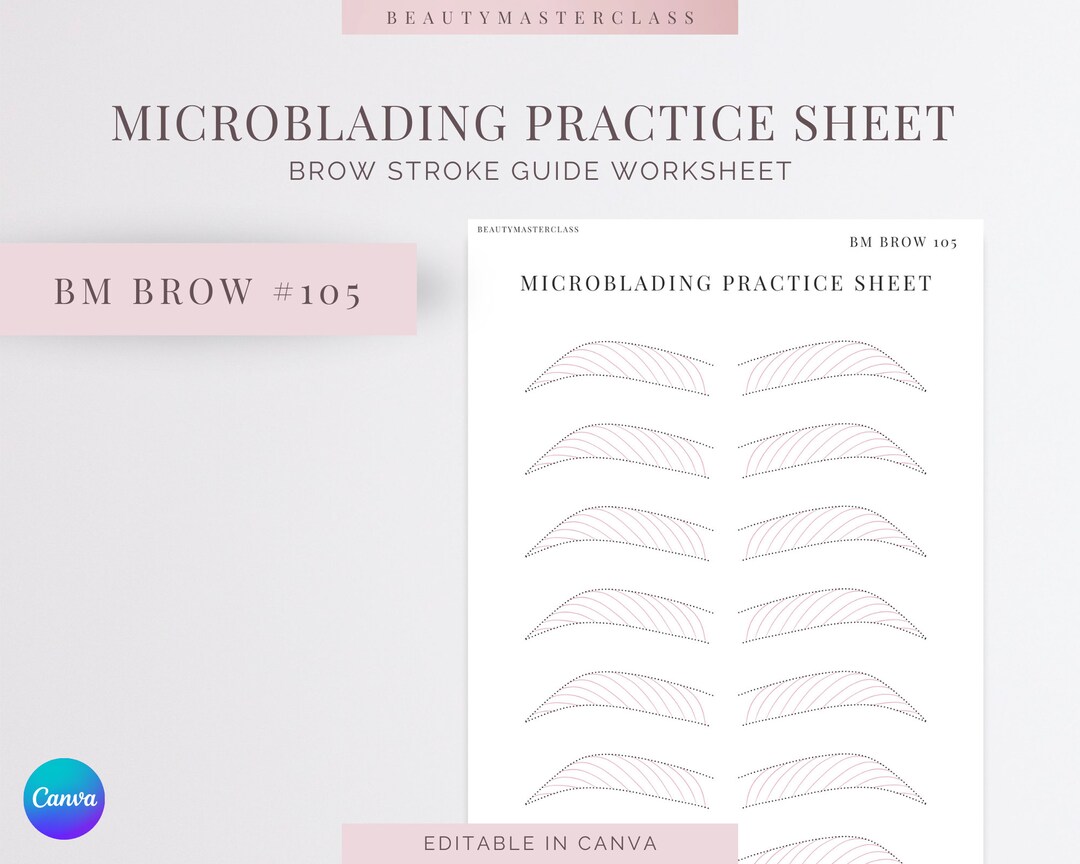 Bmbrow#105 Microblading Practice Worksheet | Editable Worksheet for ...