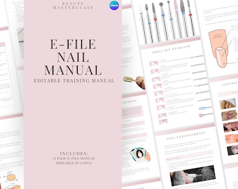 E-File Training Manual | Editable E-File Nail Course for Nail Enhancement Training Academy