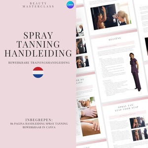 Dutch Spray Tan Editable Training Manual | Spray Tanning Edit Canva Course eBook and Guide for Beauty Training Academy