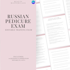 Russisch Pediküre Prüfung zur Zertifizierung - 20 Fragen und Antworten | Bearbeitbare Schönheitsschulungsprüfung