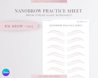 BMBrow#103 Nanobrow Practice Worksheet | Editable Worksheet for SPMU Brow Trainers, Printable, Instant Download