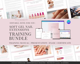 Soft Gel Nail Extensions Training Training Bundle - Presentation, Training Manual, Theory Exam & Certificate for Beauty Academy Trainers