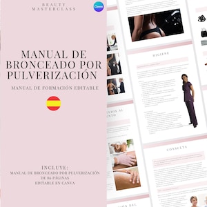 Spanish Spray Tan Editable Training Manual | Spray Tanning Edit Canva Course eBook and Guide for Beauty Training Academy