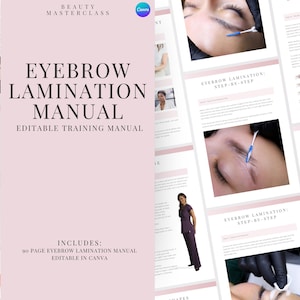 Brow Lamination and Tint Training Manual - Editable Guide for Trainers, Students, Printable, Instant Download