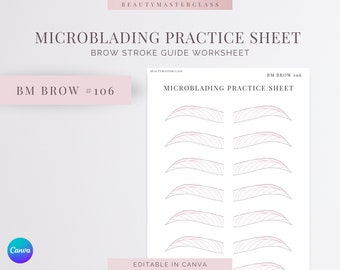 BMBrow#106 Feuille d'exercices pour le microblading | Feuille de travail modifiable pour les entraîneurs de sourcils SPMU, imprimable, téléchargement immédiat