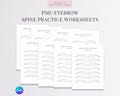 PMU Brows Spine Practice Worksheets | 8 Editable Worksheet for Trainers and Students, Printable, Instant Download