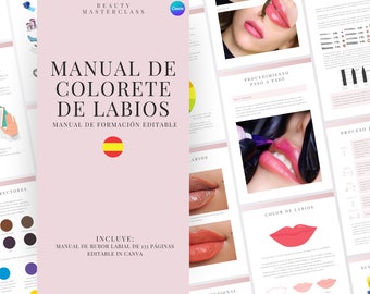 Spanish PMU Lips Training Manual | Editable Guide for Trainers, Tattoo Lip Liner, Lip Blush PMU, Student, Micropigmentation Training Guide