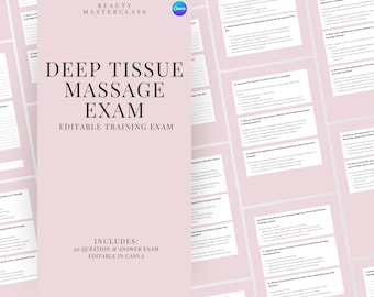 Deep Tissue Massage Exam for Certification - 20 Questions and Answers | Editable Beauty Training Examination