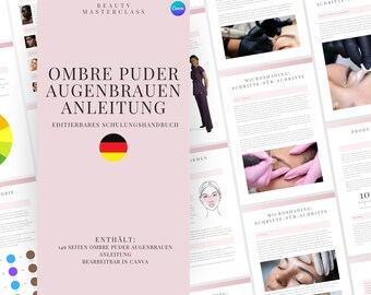 German Ombre & Powder Brows Microshading Training Manual  | Editable Guide for Trainers, Students, Printable, Instant Download