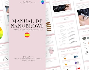Manual de capacitación de Nanobrows en español/Guía editable para capacitadores, cursos y estudiantes de SPMU. Imprimible y descarga instantánea.
