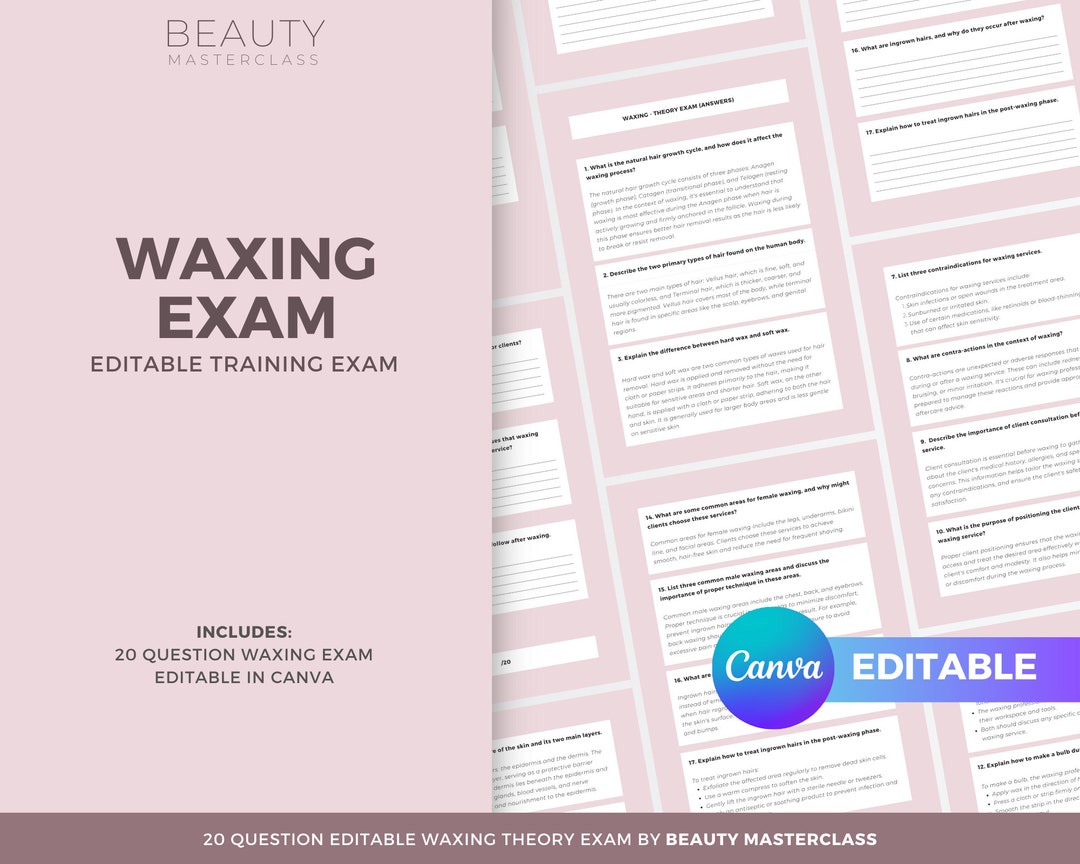 Waxing Exam for Certification 20 Questions and Answers Etsy Waxing Exam for Certification 20 Questions and Answers Etsy
