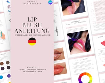 German PMU Lips Training Manual | Editable Guide for Trainers, Tattoo Lip Liner, Lip Blush PMU, Student, Micropigmentation Training Guide