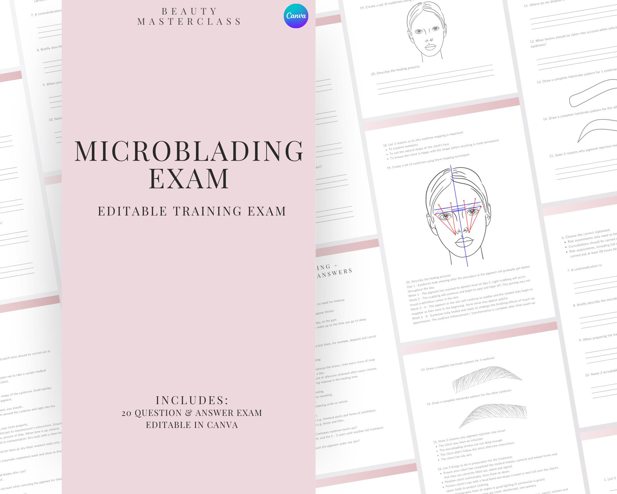 Examen teórico de microblading / Examen de cejas de la SPMU: 20 preguntas y  respuestas / Principiantes, estudiantes, capacitadores, editable - Etsy  México, image size:2000x1600