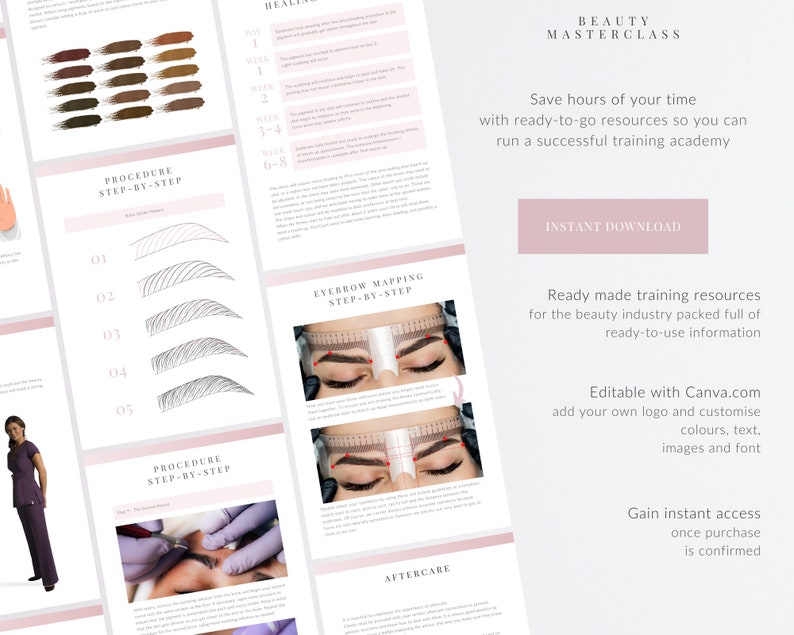 Microblading Training Manual Editable Guide for Trainers, Students, Printable, Instant Download image 2