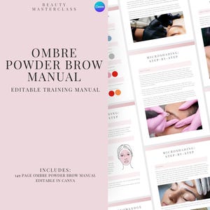 Ombre & Powder Brows Microshading Training Manual  | Editable Guide for Trainers, Students, Printable, Instant Download