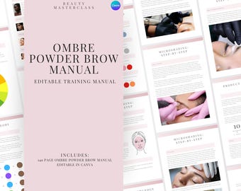 Ombre & Powder Brows Microshading Trainingsanleitung | Bearbeitbares Handbuch für Trainer, Studenten, druckbar, sofortiger Download