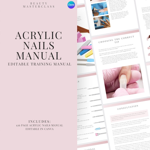 Acrylic Nails Editable Training Manual - Editable Nail Course for Nail Technicians, Trainers, Beauty Academies