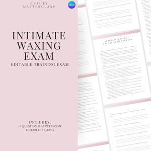 Intim Wachs Exam zur Zertifizierung - 20 Fragen und Antworten | Bearbeitbare Schönheitsschulungsprüfung