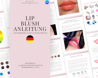 German PMU Lips Training Manual | Editable Guide for Trainers, Tattoo Lip Liner, Lip Blush PMU, Student, Micropigmentation Training Guide
