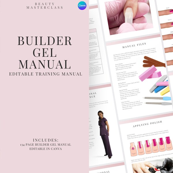 Manuel de formation modifiable Builder Gel Nail - Cours modifiable de superposition et de sculpture d'ongles naturels pour les prothésistes, les formateurs, la Beauty Academy