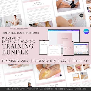 Waxing and Intimate Waxing Training Bundle - Presentation, Training Manual, Theory Exam and Certificate for Beauty Academy Trainers