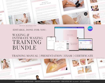 Waxing and Intimate Waxing Training Bundle - Presentation, Training Manual, Theory Exam and Certificate for Beauty Academy Trainers