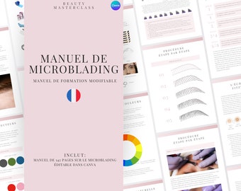 Manuel de formation en français sur le microblading | Guide modifiable pour les formateurs et les étudiants, imprimable, téléchargement immédiat
