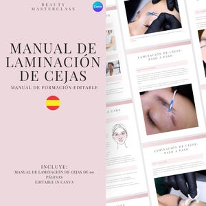 Spanish Brow Lamination and Tint Training Manual - Editable Guide for Trainers, Students, Printable, Instant Download