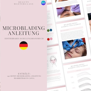 German Microblading Training Manual | Editable Guide for Trainers, Students, Printable, Instant Download
