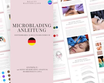 German Microblading Training Manual | Editable Guide for Trainers, Students, Printable, Instant Download