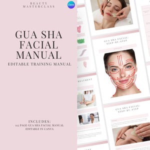 Handleiding gezichtstraining Gua Sha - bewerkbare cursus Gua Sha gezichts- en gezichtsmassage voor trainers, schoonheidsacademies