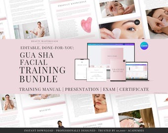 Gua Sha Facial Training Bundle - Presentation, Training Manual, Theory Exam & Certificate for Beauty Academy Trainers