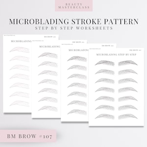 BMBrow#107 Microblading-slagpatroon Stap voor stap oefenwerkbladen | Bewerkbare SPMU-browtraining | Direct downloaden