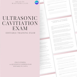 Ultrasonic Cavitation Exam for Certification - 20 Fragen und Antworten | Bearbeitbare Schönheitsschulungsprüfung