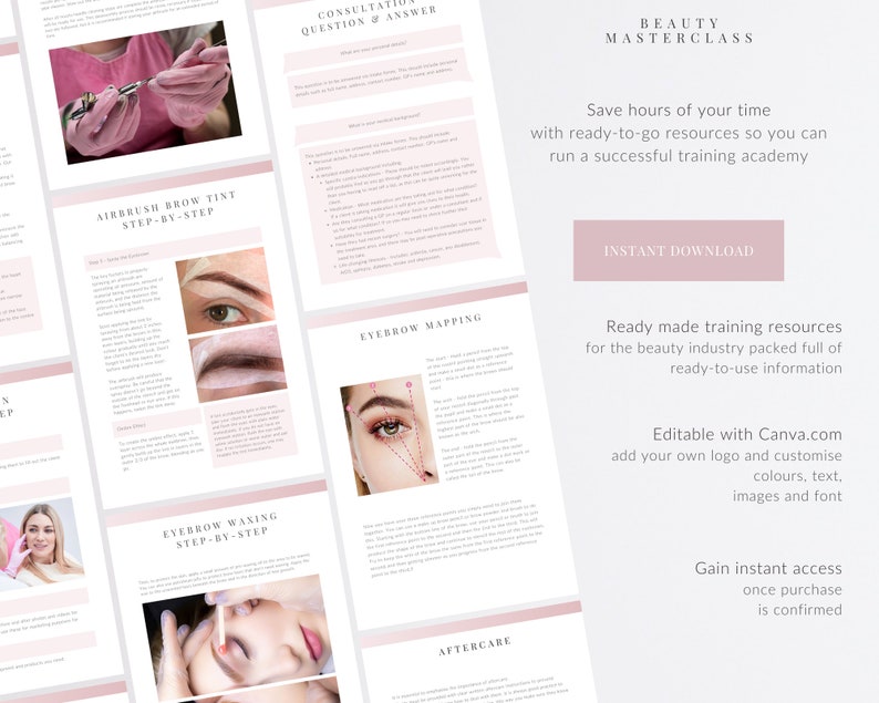 Airbrush Brow Tint Training Manual Editable Course for Airbrush Eyebrow Tinting and Waxing Trainers and Beauty Academies on Canva image 2