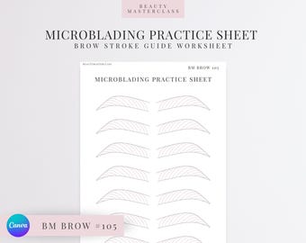 BMBrow n.° 105: Hoja de práctica de microblading/Hoja de trabajo editable para instructores de cejas de SPMU, imprimible, descarga instantánea