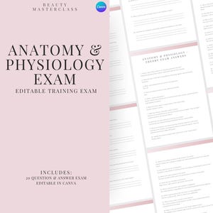 Anatomie und Physiologie-Prüfung zur Zertifizierung - 20 Fragen und Antworten | Bearbeitbare Schönheitsschulungsprüfung