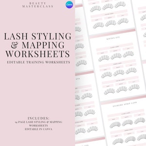 Lash Styling & Mapping Worksheets | Eyelash Extension Training for Lash Styling and Mapping | Lash Practice Guide