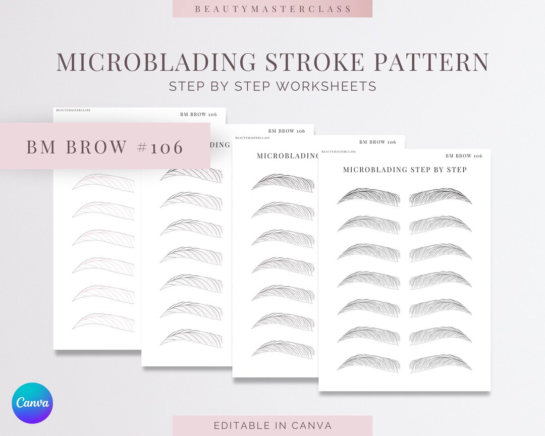 Bmbrow#106 Microblading Stroke Pattern Step by Step Practice Worksheets ...