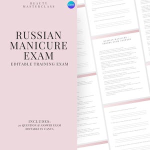 Russisch Maniküre Prüfung zur Zertifizierung - 20 Fragen und Antworten | Bearbeitbare Schönheitsschulungsprüfung
