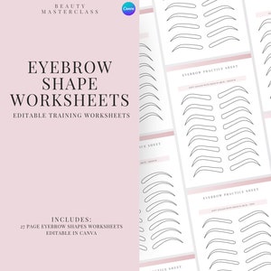 Eyebrow Outline Templates Workbook | 27 Eyebrow Shape Outlines | Microblading and Nanobrow Stroke Practice, Ombre & Powder Brow