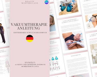 Tysk vakuumterapi - Skinklyft, bröstlyft och lymfdränage - Utbildningsmanual - Redigerbar e-bok för kroppskontureringsterapi