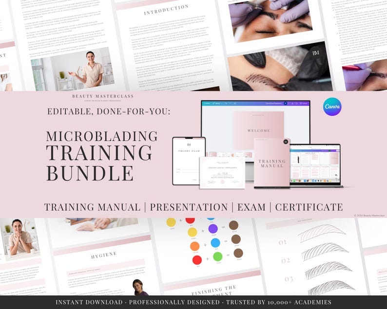 Microblading Training Bundle - Presentation, Training Manual, Theory Exam & Certificate for Beauty Academy Trainers bild 1